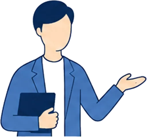 パソコンの相談に応じる担当者のイラスト