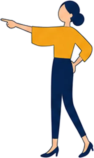 注意点を指差して示す人のイラスト